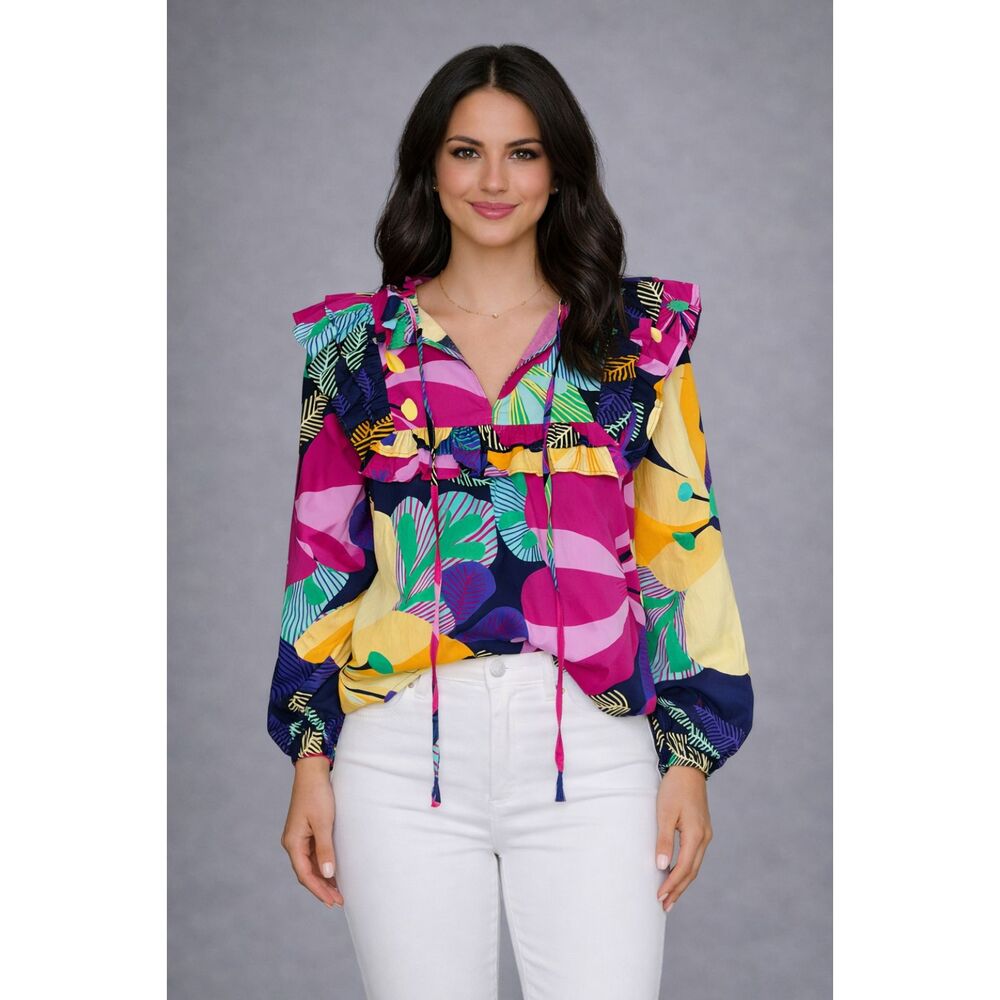 Cordelia Big Multi-Floral Ruffle Top